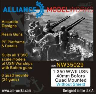   Works 1350 WWII USN 40mm Bofors Quad Mt w/o Shield, NW35029  
