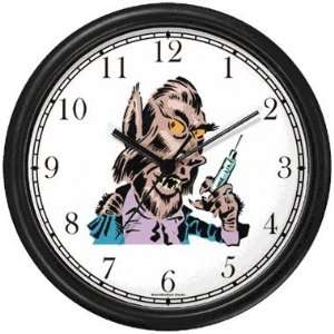 Werewolf or Were Wolf with Syringe Wall Clock by WatchBuddy Timepieces 