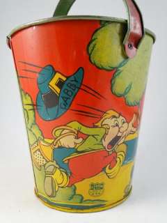 Vintage 1939 Gullivers Travels J.Chein Character Tin Sand Bucket Toy 