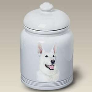  German Shepherd White Dog   Linda Picken Treat Jar 