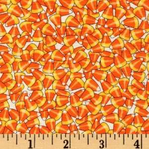 44 Wide Moda Trick or Treat Candy Corn Ghostly White Fabric By The 