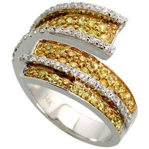 14k White Gold Wave Ring, w/ 0.38 Carat Brilliant Cut Diamonds & 1.09 