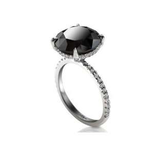  3ct Black Round Diamond Ring 14k White Gold Jewelry