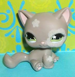 Littlest Pet Shop~#467 GRAY FUZZY FLOWER KITTY CAT~J116 LPS  