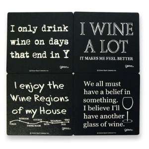  WINE QUOTED COASTERS SET OF 4