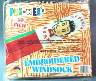 50  EMBROIDERED PEE WEE HERMAN WINDSOCK 1988 MIP  