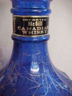 of 2 Jim Beam Glass Bottles Teal Blue  Crystal Sunburst +Riverside 