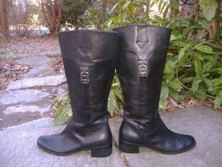 FOXY Tall and Sleek ETIENNE AIGNER Black Leather Campus Boots 10 