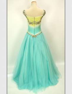 TERANI COUTURE Silk $600 Aqua Prom Pageant Formal Gown   BRAND NEW 