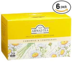 Ahmad Tea Chamomile and Lemongrass Infusion, 20 Count Tea Bags (Pack 