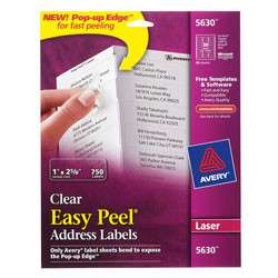 Avery 5630 Clear Laser Address labels with Easy Peel ; 1 X 2 3/4