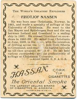 Fridtjof Nansen  Hassan Cigarette card  Great Explorers  