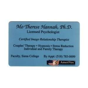   Phone Card Mo Therese Hannah, Ph. D. Licensed Psychologist (New York