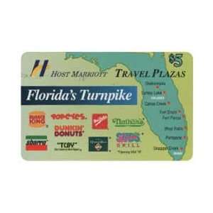  Collectible Phone Card $5. Florida Turnpike Map Marriott 