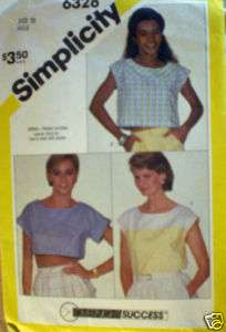 Vintage Simplicity Pattern Pullover Tops 6328 12 SEWING  