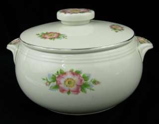   Hall China Rose White French Covered Casserole 2 Qt #658 Floral  