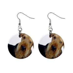 Airedale Terrier Button Earrings A0004