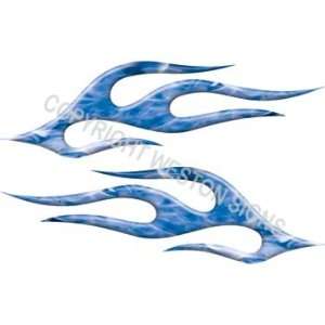 Flame Decals   Inferno Blue   5.5 h x 18 w   REFLECTIVE 