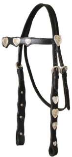 Silver Heart Leather Horse Headstall Reins CobRetail$69  