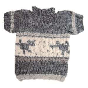  Hand Knitted Turtleneck Dog Sweater with Playful Doggies 