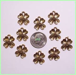 10 DOGWOOD 22K GP PEWTER Flower Charms #83 2 WHOLESALE  