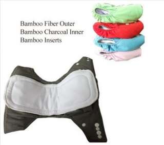 10 Organic Bamboo Baby Cloth Diapers + 10 Bamboo Inserts+ 2 FREE Bags 