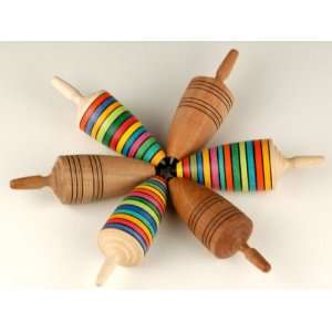  Wooden Spinning Top   Thunderbolt, Stripes Toys & Games