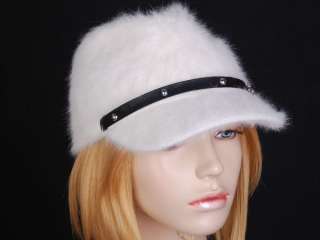 HJ1789 Fashion White Rabbit Fur Ladies Newsboy Hat Cap  