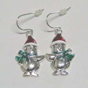  White Gold Plating Base Metal Christmas Snowman Earring Jewelry