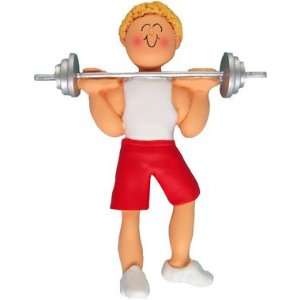  2067 Weight Lifter Male Blonde Personalized Christmas 