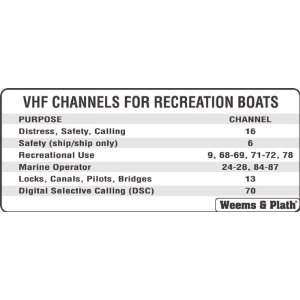  Weems & Plath VHF Channel for Recreational Boats Label 