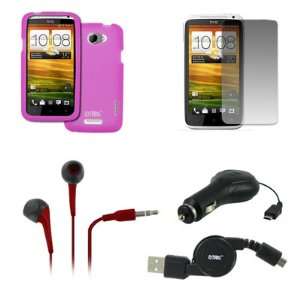   Headphones (Red) + Screen Protector + Retractable Car Charger