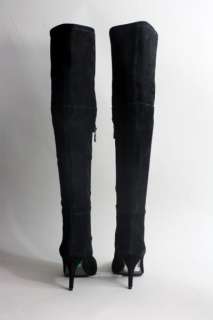 Tahari ALI Tall OTK Black Suede Leather Boots Heel 8, 9  