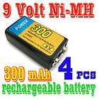 4x 9V 9 Volt 300mAH NiMH Rechargeable Battery GTL  