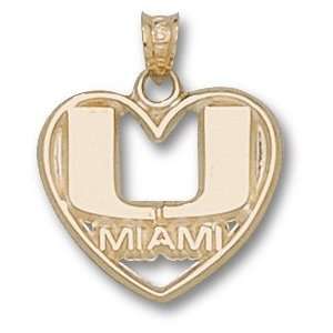  Univ. of Miami Heart Pendant 10kt Yellow Gold Jewelry