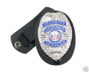 Leather Badge Holder w/Swivel Security, Law Enforcement  