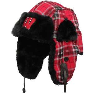 Top of the World Wisconsin Badgers Cardinal Plaid Towboggan Winter Hat