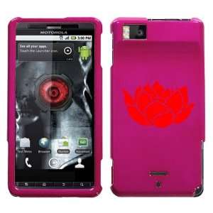  MOTOROLA DROID X RED LOTUS ON A PINK HARD CASE COVER 