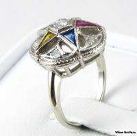Order of the Eastern Star OES Diamond RING   14k White Gold A+ Syn 