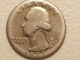 US 1977 D WASHINGTON QUARTER, WEAK STRIKE PLANCHET  