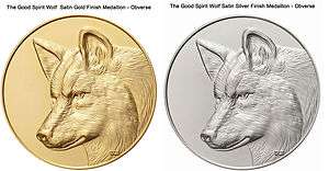 Good Spirit Wolf Alpha Medallions Satin Gold & Silver  
