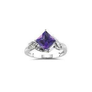  0.03 Cts Diamond & 1.41 Amethyst Ring in 14K White Gold 6 