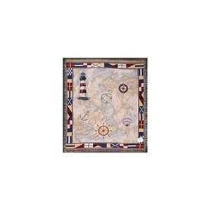  Nautical Theme Lighthouse Map Anchor Flags Tapestry Throw 