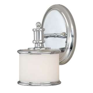 NEW 1 Light Wall Sconce Lighting Fixture, Chrome, Frosted Opal Glass 
