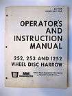 White 252 253 Wheel Disc Harrow Operators Manual  