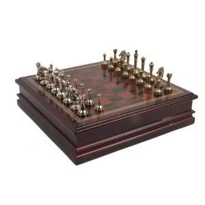 Metal Chess Set With Deluxe Wood Board and Storage   2.5 King *a072 