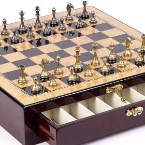   From Italy & Tribeca Wooden Chess Board with Storage Toys & Games