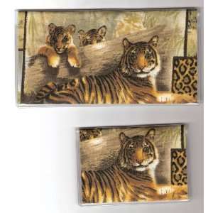   Cover Debit Set Made with Safari Tiger and Cubs Fabric Everything