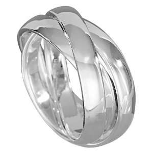  925 Sterling Silver Ring Triple Band for Women Round Size 7 R3R54