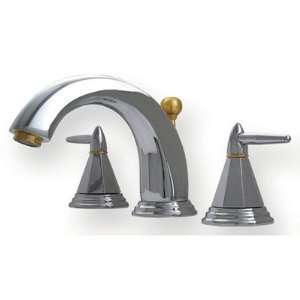   Faucet with Beveled Escutcheons Pop up Waste Finish Chrome/Gold Combo